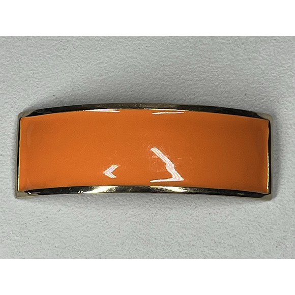 Large French Barrette Orange Enamel Gold Tone Hair Clip Chunky 80s Retro France - Picture 2 of 8